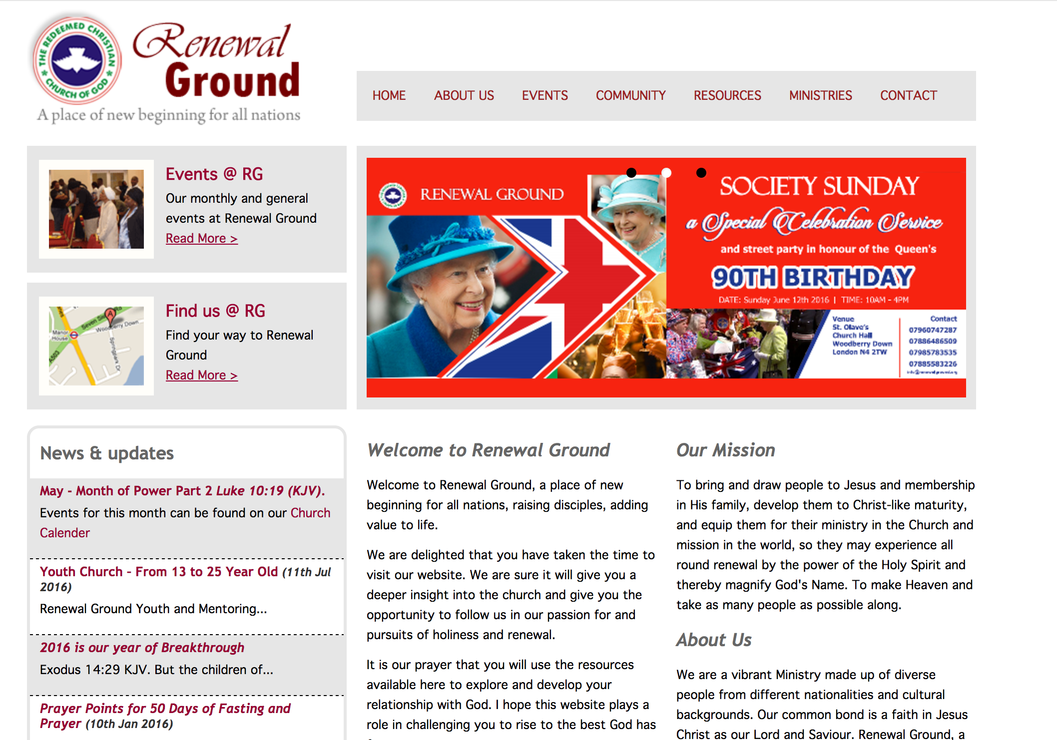 Renewal Ground Home Page